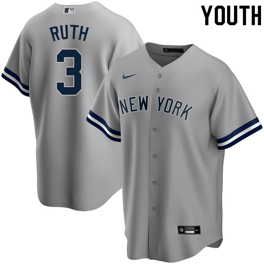 2020 Nike Youth #3 Babe Ruth New York Yankees Baseball Jerseys Sale-Gray